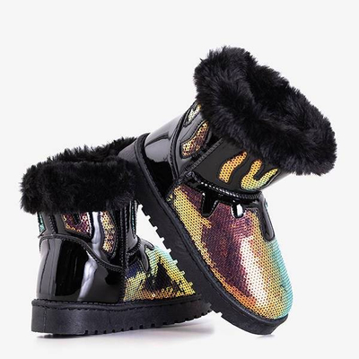 OUTLET Schwarz-goldene Kinderschneeschuhe mit Pailletten Minniq - Footwear
