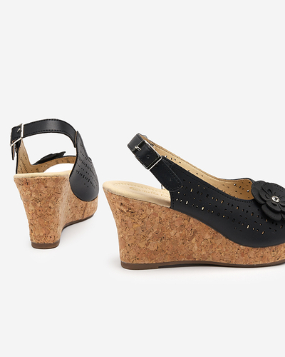 Schwarze, durchbrochene Keilsandalen für Damen Guliom - Footwear