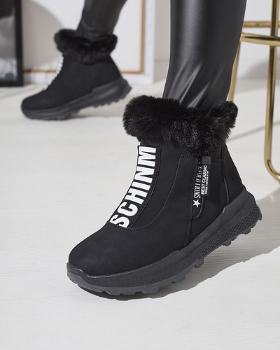 OUTLET Schwarze isolierte Damenstiefel mit Fell Scherr- Footwear