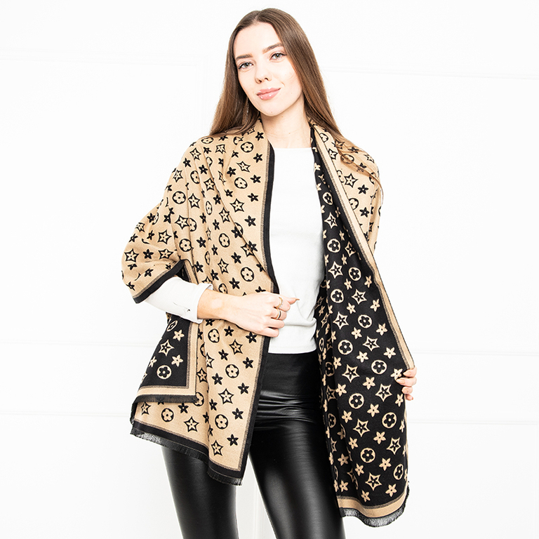 Braun-schwarz gemusterter Damenschal - Accessoires