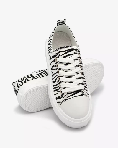 Royalfashion Schwarz-weiße Damen-Plateau-Sneakers Atredika