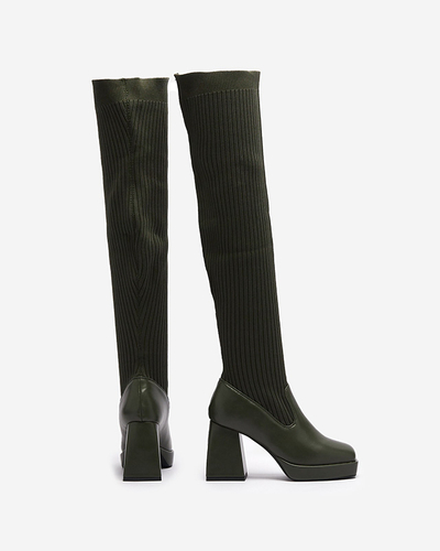 Dunkelgrüne Overknee-Stiefel für Damen Sarioga - Footwear