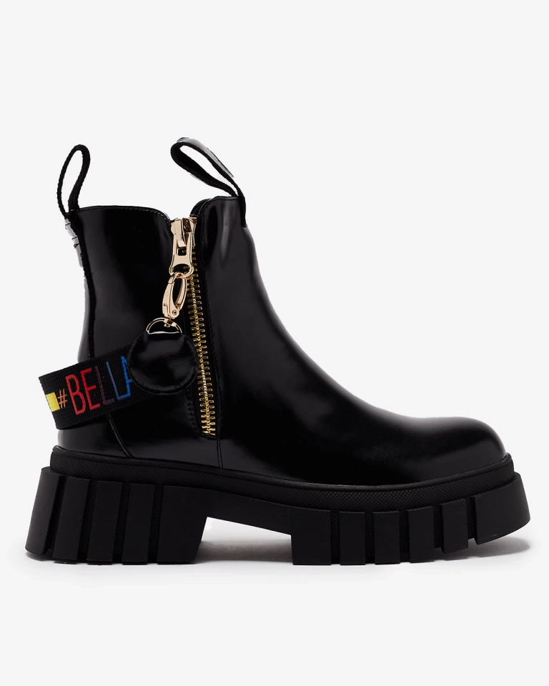 Royalfashion Schwarzer Damenstiefel aus Ökoleder Ceriop