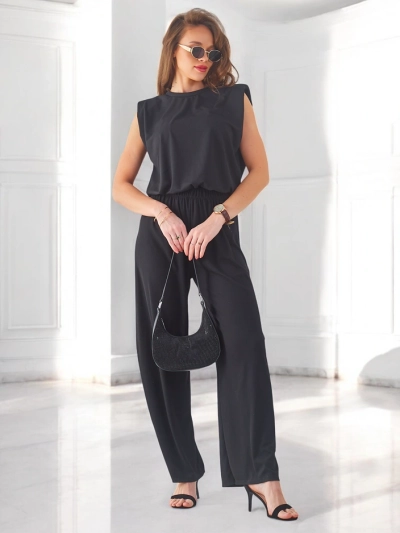 Royalfashion Damenripp-Viscose-Set, ärmellos und mit weit ausgestellten Hosen