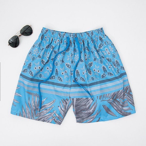 Blau gemusterte Herren Sport Shorts Shorts - Bekleidung
