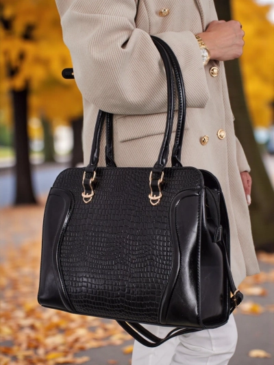 Damen Shopper Handtasche aus Öko-Leder mit Prägung Iron Lace
