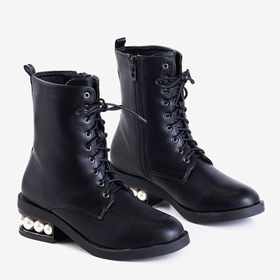 Schwarze Turnschuhe mit flachen Absätzen für Damen mit Perlen Minot - Schuhe