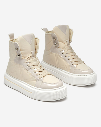 Beige Sportturnschuhe für Damen Asmako- Schuhe