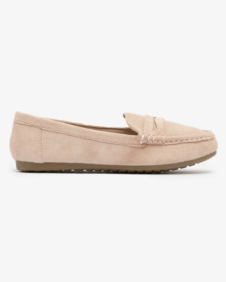 OUTLET Royalfashion Damen Mokassins aus Öko-Wildleder in beige Ziffig