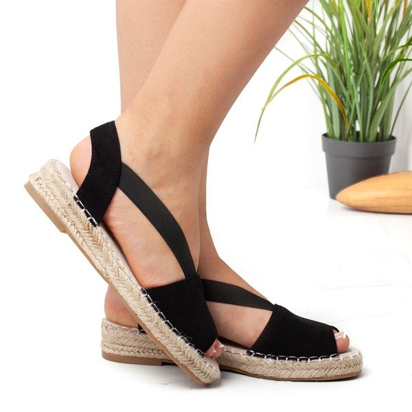 Schwarze Sandalen a'la espadrilles auf der Motilla-Plattform - Schuhe