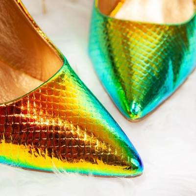 Голографічні золоті туфлі-човники зі зміїним тисненням Rio - Взуття