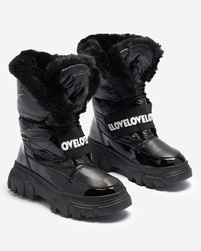 Damen-Schneestiefel mit flacher Sohle in Schwarz Sapollo- Footwear