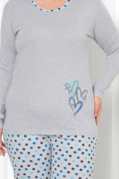 Royalfashion Damen 2-teiliges Baumwoll-Punkte-Pyjama PLUS SIZE