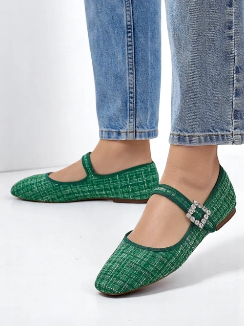 Royalfashion Жіночі клітинчасті балетки з пряжкою та ремінцем Riffos