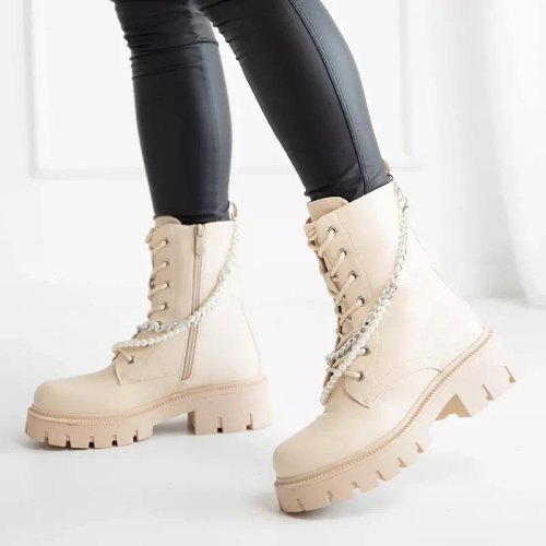 OUTLET Кремові жіночі сумки з ланцюжком і перлами Agsiva - Взуття