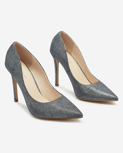 Graphitfarbene holografische Damen-Stiletto-Pumps Soddo- Footwear