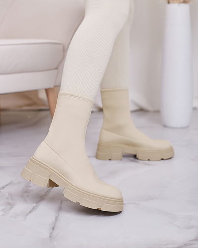Royalfashion Damenstiefel aus Öko-Wildleder in Beige Classy Girl