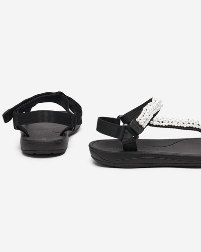 Schwarze Sport-Sandalen für Damen mit Dotiss-Perlen – Schuhe