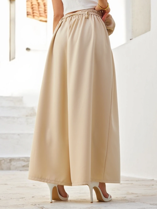 Royalfashion Елегантні широкі жіночі штани з декоративною квіткою на талії