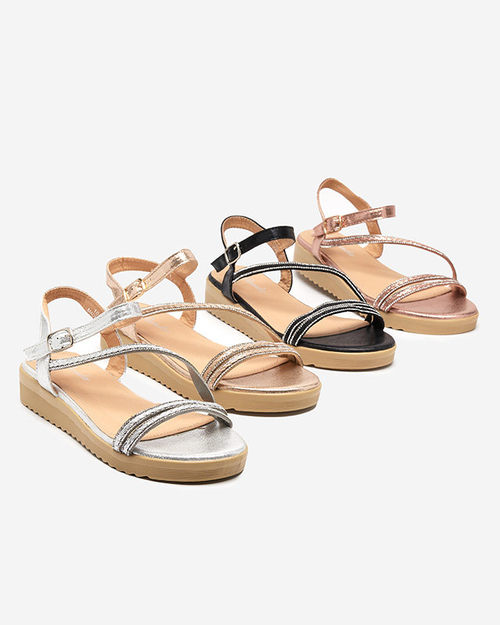 OUTLET Жіночі чорні блискучі босоніжки з фіанітами Spirade - Одяг