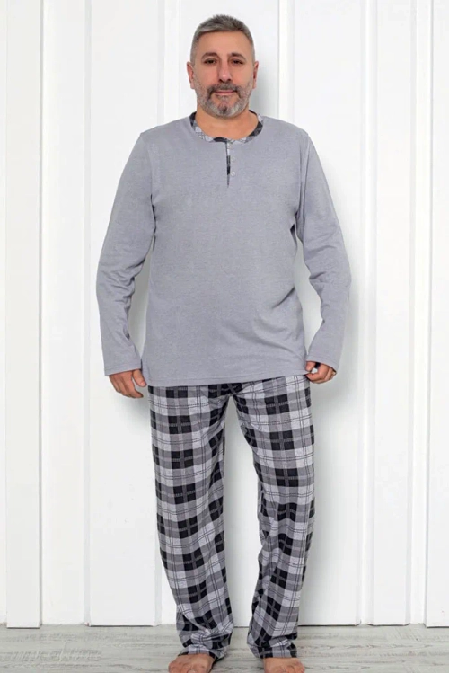 Royalfashion Чоловічі клітинні бавовняні піжами РОЗМІР PLUS