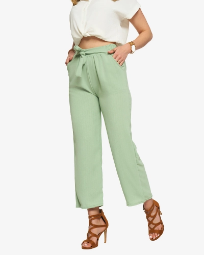 Grüne weite Stoffhose für Damen - Kleidung
