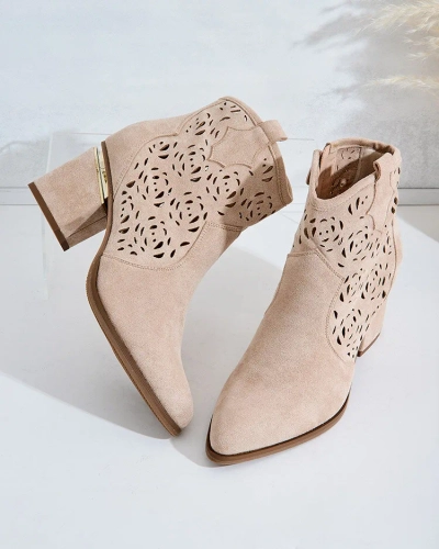 Royalfashion Durchbrochene niedrige Stiletto-Stiefel Womir