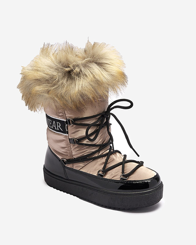 Lackierte Damen-Schneestiefel in gold-rosa Farbe Fursav- Footwear