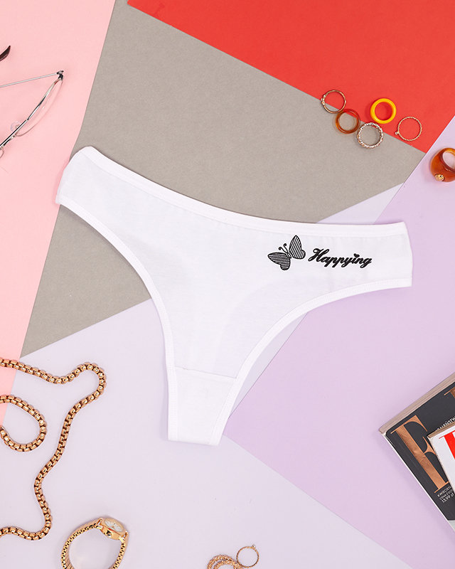 Klassischer Damen-String aus Baumwolle in Weiß - Unterwäsche