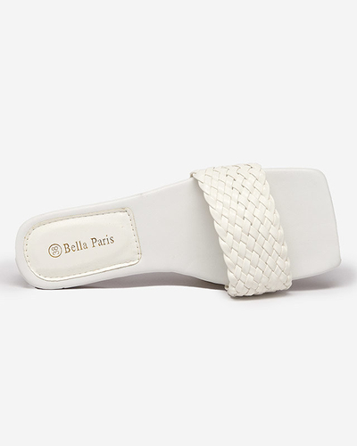 Weiße Damenhausschuhe mit geflochtenem Riemen Netyka - Schuhe