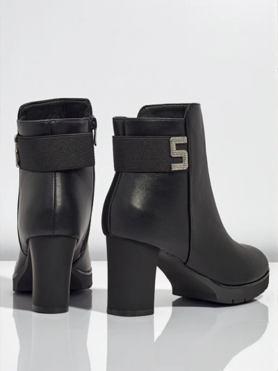 Damen Stiefeletten Öko-Leder mit Blockabsatz Tavor