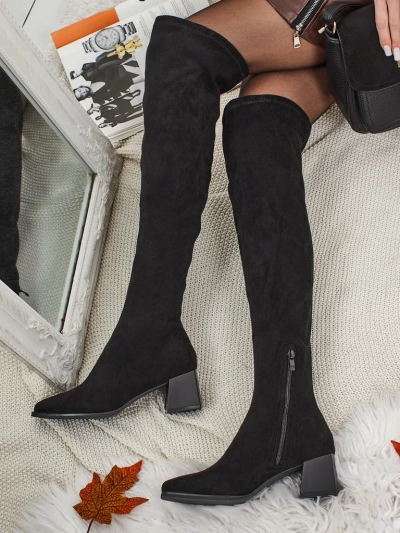 Dovrisse Damen Overknee-Stiefel aus Öko-Wildleder