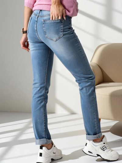 Royalfashion Baumwoll- gerade Damenjeans