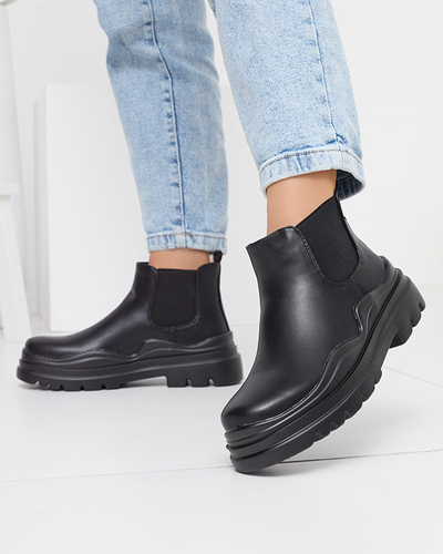 Schwarze Damen-Slipper mit dickerer Beja-Sohle - Schuhe