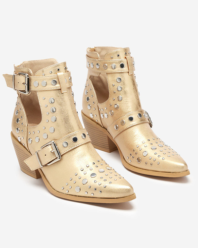 Goldfarbene Stiletto-Stiefel mit Strass Farrcy- Footwear