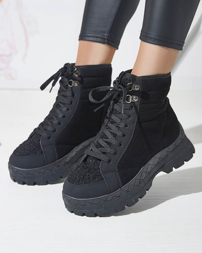 OUTLET Жіночі утеплені черевики-трапери чорного кольору Wosser- Footwear