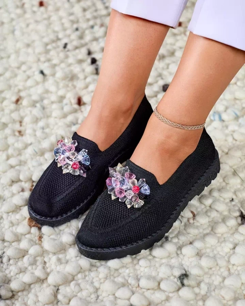 Royalfashion Schwarze Damen Halbschuhe mit Verzierungen Enweta