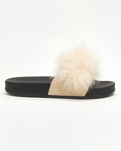 Hausschuhe mit beigem Pelz Nate - Schuhe