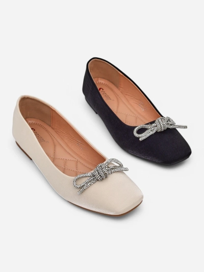Royalfashion Damen Ballerinas mit Schleife und Glanz Ofenal