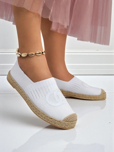 Damen Espadrilles Calista Biancha – weiße flache aus Öko-Wildleder, italienischer Stil