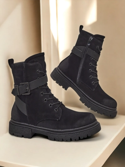 Schwarze Damen-Arbeitsstiefeletten Miros