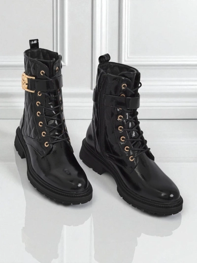 Gesteppte Damen Stiefeletten aus ökologischem Lackleder Opal Verge