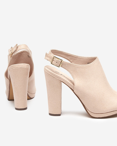 Beige Damensandale mit höherem Absatz Weteri - Footwear