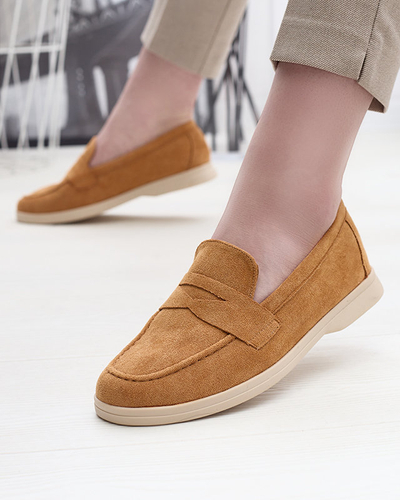 Damen Mokassins aus Öko-Wildleder in der Farbe camel Daffer- Footwear