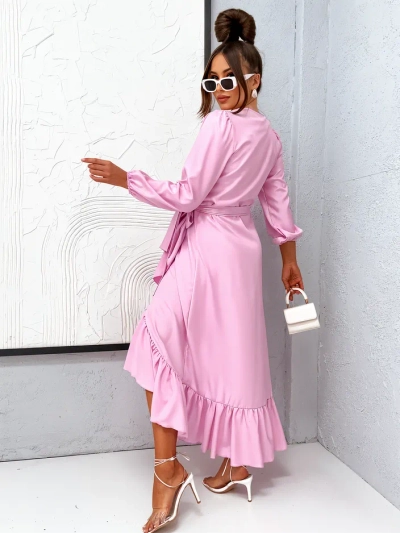 Royalfashion Зав’язана жіноча міді-сукня з рюшим