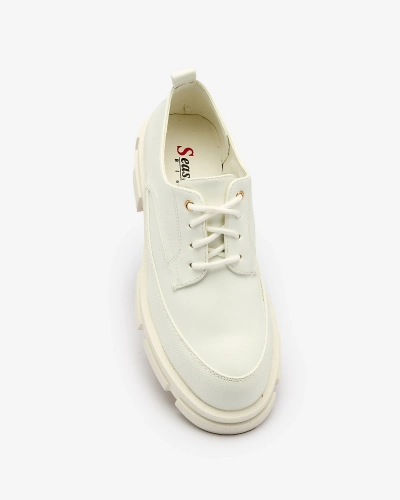 Royalfashion Weiß Damen feste Sohle Trendy Chunky Halbschuhe