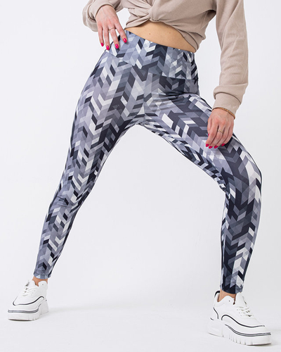 Gemusterte graue Leggings mit hoher Taille für Damen - Kleidung