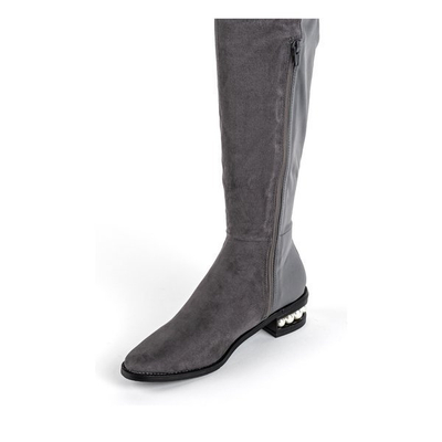 Graue Overknee-Stiefel mit verziertem Absatz La Perla - Schuhe