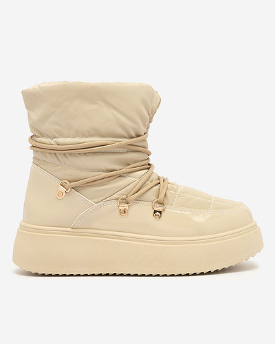 Royalfashion Damen Schlupf-Schneestiefel in hellbraun Dabenda
