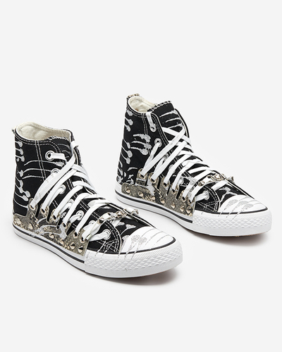 Schwarze High-Top-Sneaker für Damen mit Glitzer Survivi- Footwear